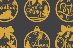 Σετ των 3 Intra απο ξύλο plywood 3mm-4mm πάχος Χριστουγεννιάτικου Στολίδι Δίασταση 8x8 cm INTRAFABR-110873772