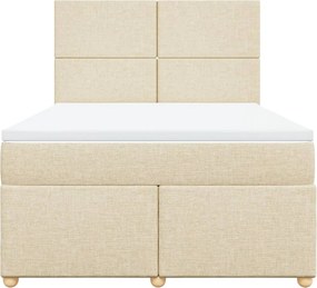 vidaXL Κρεβάτι Boxspring με Στρώμα Κρεμ 140x200 εκ. Υφασμάτινο