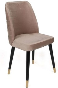 Καρέκλα Hugo (Σετ 2Τμχ) 974NMB1668 50x49x90cm Black-Beige Metal,Velvet,Wood