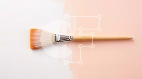 Intra Συλλεκτικό Ξύλινο Παζλ Plywood  4mm - Πορτοκαλί πινέλο σε φόντο ροδάκινου Σε Ξύλινο Κουτί - Διαστάσεις Puzzle: 10x10 cm – 25 κομμάτια