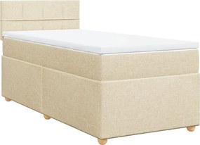 vidaXL Κρεβάτι Boxspring με Στρώμα Κρεμ 90x200 εκ.Υφασμάτινο