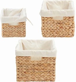 vidaXL Καλάθια Αποθήκευσης 3 pcs Φυσικό Υάκινθος νερού