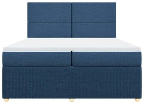 Κρεβάτι Boxspring με Στρώμα Μπλε 200x200 εκ. Υφασμάτινο - Μπλε