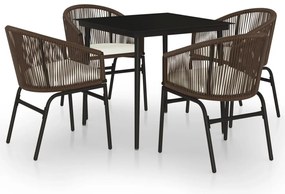 vidaXL Σετ Τραπεζαρίας Κήπου 5 Τεμαχίων Καφέ