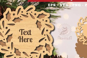 Σετ των 2 Intra απο ξύλο plywood 3mm-4mm πάχος Πρότυπο Χριστουγεννιάτικων πινακίδων 1 Δίασταση 15x15 cm INTRAFABR-113200282