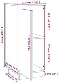 Ντουλάπια 2 τεμ. 31,5 x 34 x 75 εκ. από Μασίφ Ξύλο Πεύκου - Καφέ