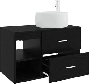 vidaXL Σετ Επίπλων Μπάνιου 2 pcs Μαύρη Δρυς Επεξεργασμένο Ξύλο