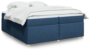 vidaXL Κρεβάτι Boxspring με Στρώμα Μπλε 200x200 εκ. Υφασμάτινο