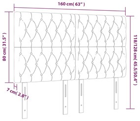 vidaXL Κεφαλάρι Κρεβατιού LED Ανοιχτό Γκρι 160x7x118/128 εκ. Βελούδινο