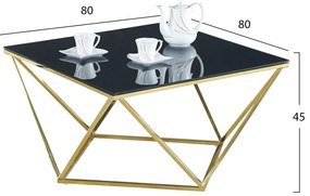 ΤΡΑΠΕΖΙ ΣΑΛΟΝΙΟΥ WILLOW HM8613.02 ΜΕ ΜΑΥΡΟ ΓΥΑΛΙ ΚΑΙ ΕΠΙΧΡΥΣΗ ΒΑΣΗ 80X80X45 EK.