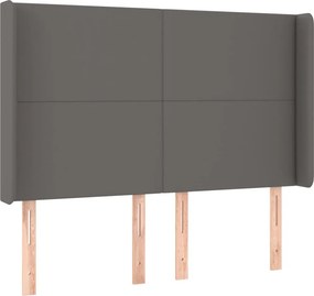 vidaXL Κρεβάτι Boxspring με Στρώμα &amp; LED Γκρι 140x200 εκ. Συνθ. Δέρμα