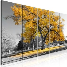 Πίνακας - Autumn in the Park (5 Parts) Narrow Gold - 225x90