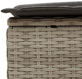 vidaXL Ξαπλώστρα Διπλή Ανοιχτό Γκρι από Συνθετικό Ρατάν με Μαξιλάρια