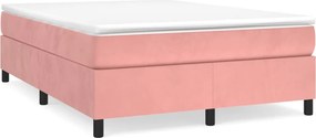 vidaXL Κρεβάτι Boxspring με Στρώμα Ροζ 140x190 εκ. Βελούδινο
