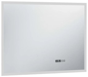 vidaXL Καθρέφτης Μπάνιου με LED/Αισθητήρα Αφής και Οθόνη Ώρας 80x60εκ.