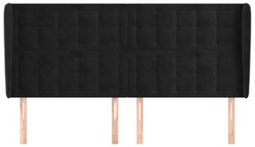 Κεφαλάρι με Πτερύγια Μαύρο 203x23x118/128 εκ. Βελούδινο 3118458