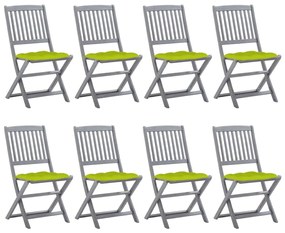 3078316 vidaXL Καρέκλες Εξ. Χώρου Πτυσσόμενες 8 τεμ. Ξύλο Ακακίας &amp; Μαξιλάρια Γκρι, 1 Τεμάχιο