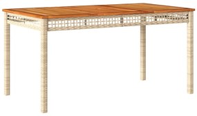 vidaXL Τραπέζι Κήπου Μπεζ 140x80x75 εκ. Συνθετικό Ρατάν / Ξύλο Ακακίας