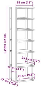 Παπουτσοθήκη Χρώμα Αρτισιανή Δρυς 28x27x102 εκ. Επεξ. Ξύλο - Καφέ