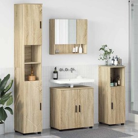 vidaXL Σετ Επίπλων Μπάνιου με πόρτα 4 pcs Sonoma Δρυς 61 x 35 x 64 εκ.