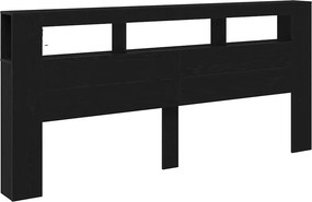 vidaXL LED κεφαλάρι με ράφι Μαύρη Οξυά 220 x 18,5 x 103,5 εκ
