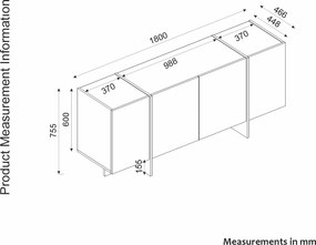 Μπουφές Τραβερτίνη / Sandstone ROSANE 180x46,6x75,5