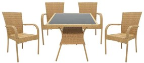 Laura dining set 5pcs metal-pe rattan natural