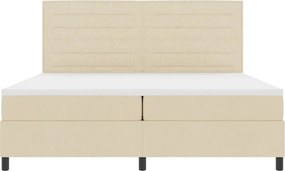 vidaXL Κρεβάτι με ελατήρια με στρώμα Κρεμ 200 x 200 cm ύφασμα