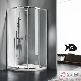 STARLET Quadrant Καμπίνα 1/4 κύκλου με 2 σταθερά &amp; 2 συρόμενα φύλλα CHROME 87-89 Υ180εκ