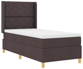 vidaXL Κρεβάτι με Στρώμα Dark Brown 90x200 cm Υφάσμα