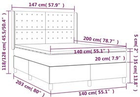 vidaXL Κρεβάτι Boxspring με Στρώμα Ροζ 140x200 εκ. Βελούδινο