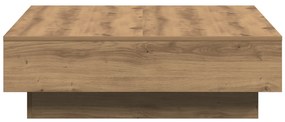 vidaXL Τραπέζι Καφέ Μασίφ Δρυς Λούστρο, MDF 90 x 90 x 28 εκ. Αποθήκευση
