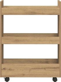 vidaXL Τρόλεϊ Αποθήκευσης Στενό 3 Επιπέδων Αρτισιανή Δρυς Επεξ. Ξύλο
