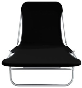 vidaXL Ξαπλώστρες Πτυσσόμενες 2 τεμ. Μαύρες από Ατσάλι / Ύφασμα