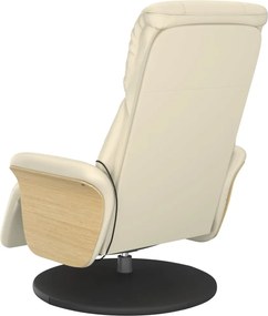 vidaXL Πολυθρόνα Μασάζ Ανακλινόμενη με Υποπόδιο Κρεμ από Συνθ. Δέρμα