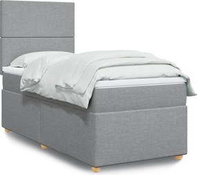vidaXL Κρεβάτι Boxspring με Στρώμα Ανοιχτό Γκρι 100x200 εκ. Υφασμάτινο
