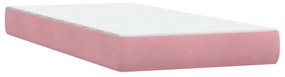 vidaXL Κρεβάτι Boxspring με Στρώμα &amp; LED Ροζ 90x220 εκ. Βελούδινο