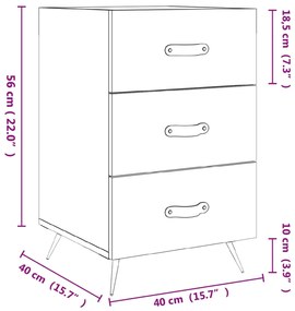 Κομοδίνο Γκρι Sonoma 40 x 40 x 66 εκ. από Επεξεργασμένο Ξύλο - Γκρι