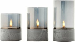 Κερί LED Brilliant Γκρι Μέταλλο 3 Μονάδες