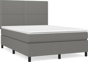 vidaXL Κρεβάτι Boxspring με Στρώμα Σκούρο Γκρι 140x200 εκ Υφασμάτινο