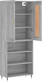 vidaXL Ντουλάπι Γκρι Sonoma 69,5 x 34 x 180 εκ. Επεξεργασμένο Ξύλο