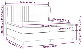 vidaXL Κρεβάτι Boxspring με Στρώμα Μαύρο 200x200 εκ. Υφασμάτινο