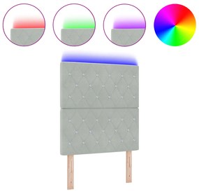 vidaXL Κεφαλάκι LED ανοιχτού γκρι 80 εκ βελούδο