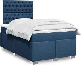 vidaXL Κρεβάτι Boxspring με Στρώμα Μπλε 120x190 εκ. Υφασμάτινο