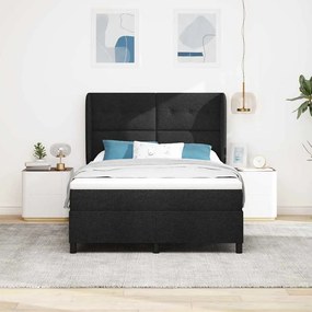 vidaXL Κρεβάτι με ελατήρια με στρώμα Μαύρο 140 x 200 cm ύφασμα