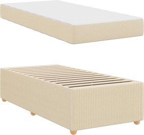 vidaXL Σκελετός Κρεβατιού με στρώμα Κρεμ 90 x 190 cm ύφασμα