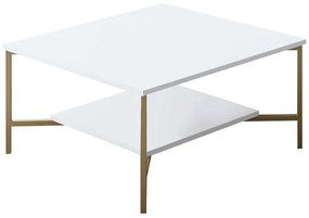 Τραπέζι Σαλονιού Line 618BLY1152 80x80x40cm White-Gold