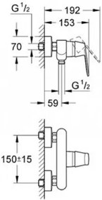 Μπαταρία ντουζιέρας Grohe Eurocosmo