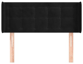 Κεφαλάρι με Πτερύγια Μαύρο 83x16x78/88 εκ. Βελούδινο - Μαύρο