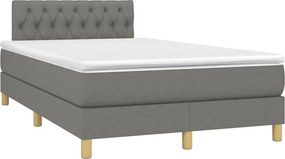 vidaXL Κρεβάτι Boxspring με Στρώμα Σκούρο Γκρι 120x190 εκ Υφασμάτινο